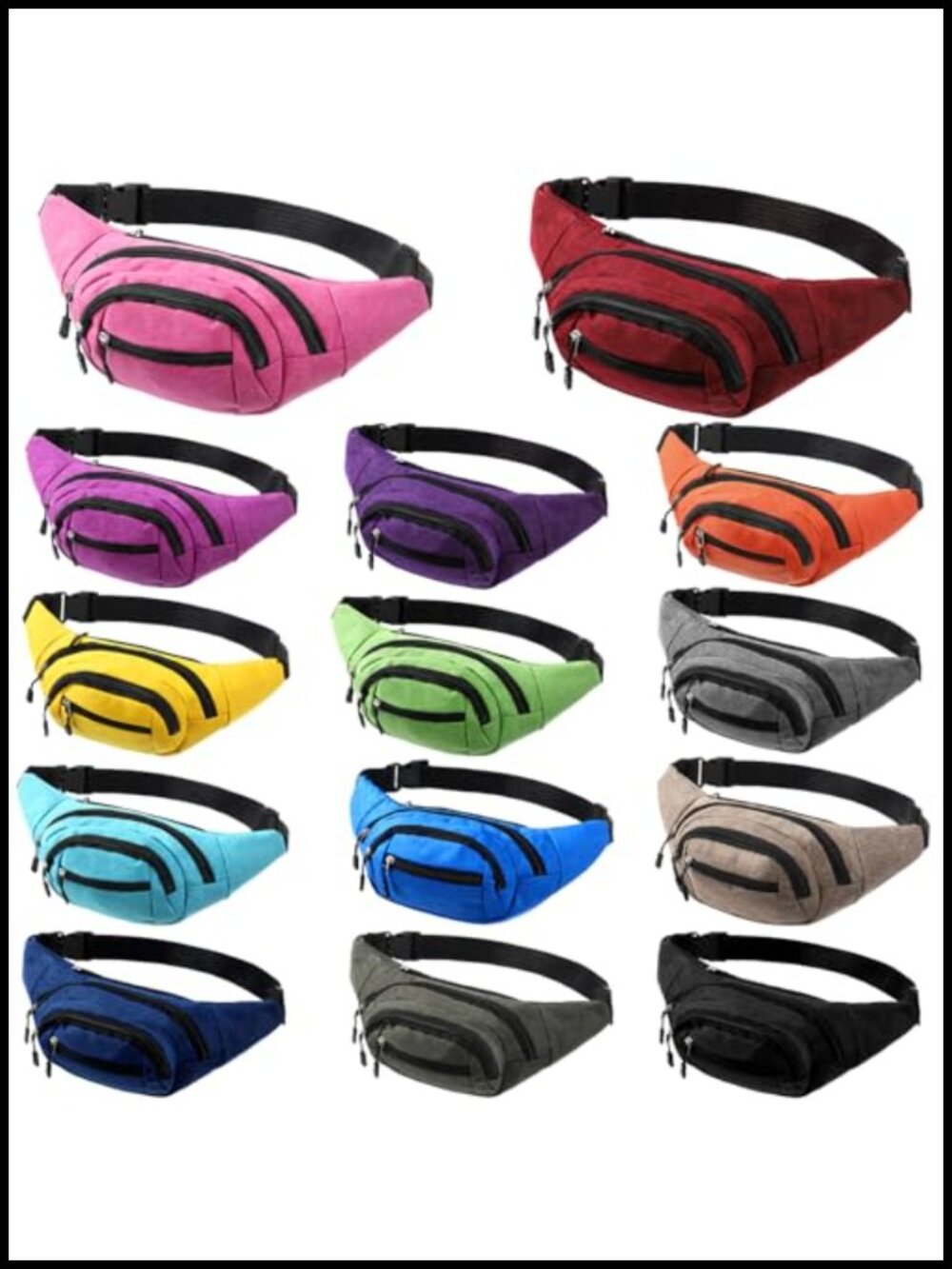 14 Pack Waterproof Oxford Cloth Fanny Packs Adjustable Waist Travel Hiking